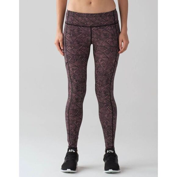 LULULEMON ATHLETICA Speed Tight V in Formation Quicksand Black/Black Size 4 - Picture 2 of 7